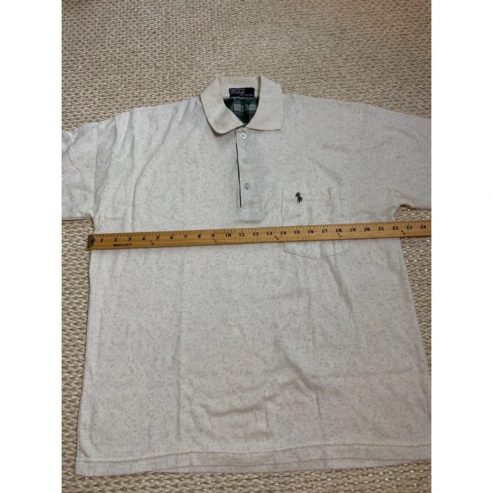 Polo Ralph Lauren Mens vintage‎ Heather Speckled Cotton Pocket Polo Shirt LG